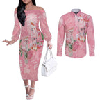 Personalised Galah Cockatoo Eucalyptus Flowers Couples Matching Off The Shoulder Long Sleeve Dress and Long Sleeve Button Shirt Australian Breast Cancer Spirit - Aussie Hoodie