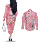 Personalised Galah Cockatoo Eucalyptus Flowers Couples Matching Off The Shoulder Long Sleeve Dress and Long Sleeve Button Shirt Australian Breast Cancer Spirit - Aussie Hoodie