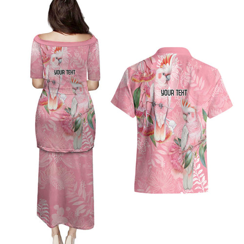 Personalised Galah Cockatoo Eucalyptus Flowers Couples Matching Puletasi and Hawaiian Shirt Australian Breast Cancer Spirit - Aussie Hoodie