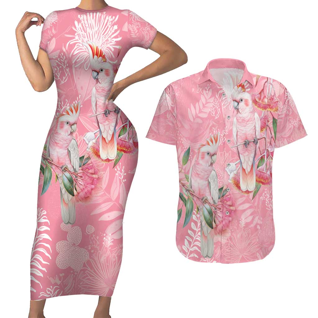 Personalised Galah Cockatoo Eucalyptus Flowers Couples Matching Short Sleeve Bodycon Dress and Hawaiian Shirt Australian Breast Cancer Spirit - Aussie Hoodie