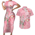 Personalised Galah Cockatoo Eucalyptus Flowers Couples Matching Short Sleeve Bodycon Dress and Hawaiian Shirt Australian Breast Cancer Spirit - Aussie Hoodie