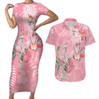 Personalised Galah Cockatoo Eucalyptus Flowers Couples Matching Short Sleeve Bodycon Dress and Hawaiian Shirt Australian Breast Cancer Spirit - Aussie Hoodie