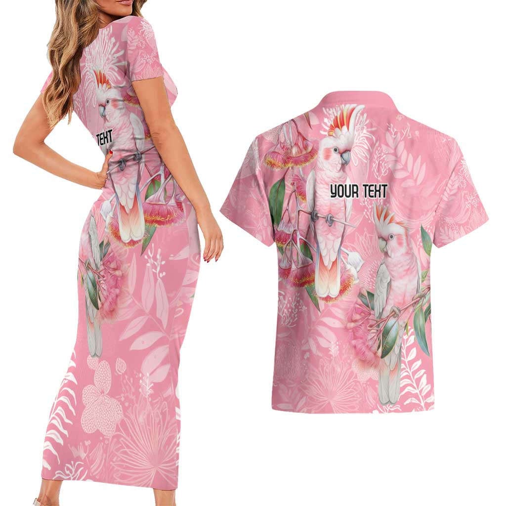 Personalised Galah Cockatoo Eucalyptus Flowers Couples Matching Short Sleeve Bodycon Dress and Hawaiian Shirt Australian Breast Cancer Spirit - Aussie Hoodie