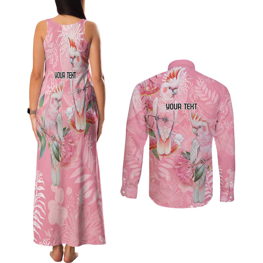 Personalised Galah Cockatoo Eucalyptus Flowers Couples Matching Tank Maxi Dress and Long Sleeve Button Shirt Australian Breast Cancer Spirit - Aussie Hoodie