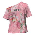 Personalised Galah Cockatoo Eucalyptus Flowers Cross Shoulder Shirt Australian Breast Cancer Spirit - Aussie Hoodie