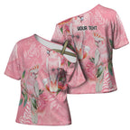 Personalised Galah Cockatoo Eucalyptus Flowers Cross Shoulder Shirt Australian Breast Cancer Spirit - Aussie Hoodie