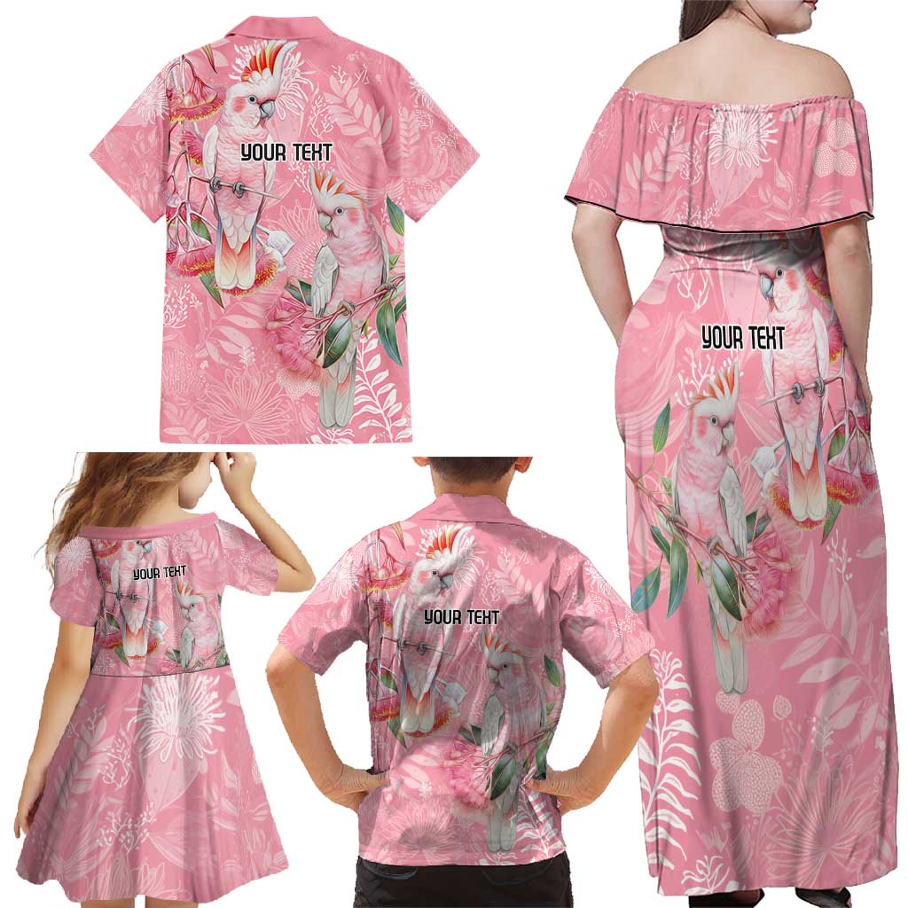 Personalised Galah Cockatoo Eucalyptus Flowers Family Matching Off Shoulder Maxi Dress and Hawaiian Shirt Australian Breast Cancer Spirit - Aussie Hoodie