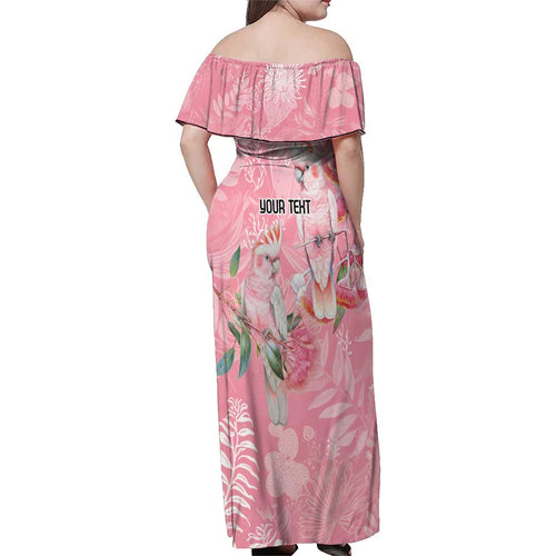 Personalised Galah Cockatoo Eucalyptus Flowers Family Matching Off Shoulder Maxi Dress and Hawaiian Shirt Australian Breast Cancer Spirit - Aussie Hoodie