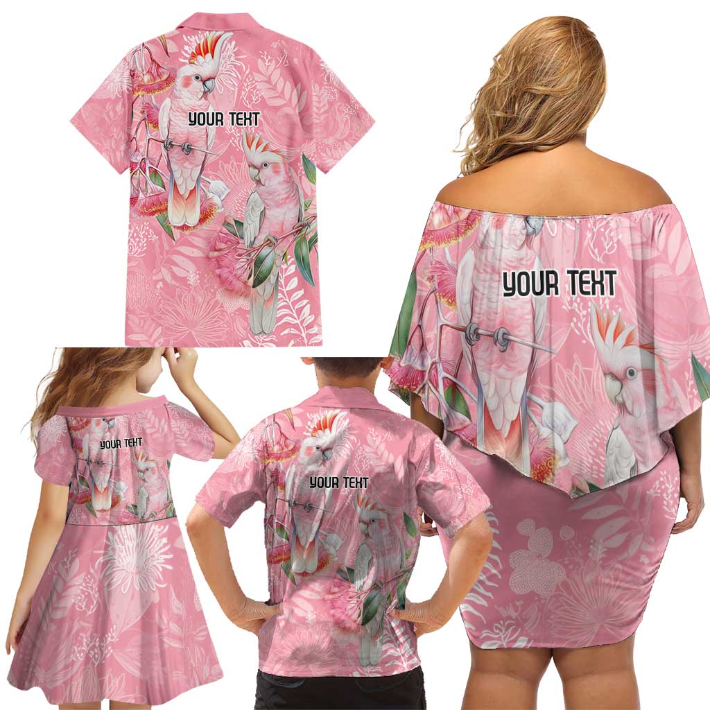 Personalised Galah Cockatoo Eucalyptus Flowers Family Matching Off Shoulder Short Dress and Hawaiian Shirt Australian Breast Cancer Spirit - Aussie Hoodie
