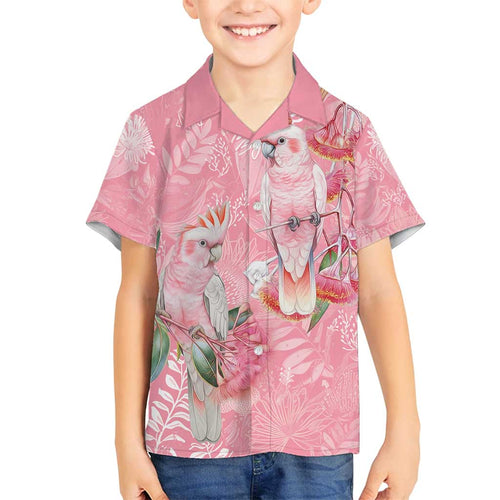 Personalised Galah Cockatoo Eucalyptus Flowers Family Matching Off Shoulder Short Dress and Hawaiian Shirt Australian Breast Cancer Spirit - Aussie Hoodie