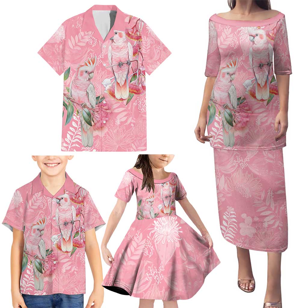 Personalised Galah Cockatoo Eucalyptus Flowers Family Matching Puletasi and Hawaiian Shirt Australian Breast Cancer Spirit - Aussie Hoodie