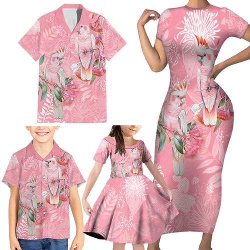 Personalised Galah Cockatoo Eucalyptus Flowers Family Matching Short Sleeve Bodycon Dress and Hawaiian Shirt Australian Breast Cancer Spirit - Aussie Hoodie