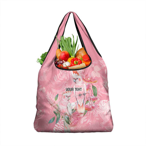 Personalised Galah Cockatoo Eucalyptus Flowers Grocery Bag Australian Breast Cancer Spirit - Aussie Hoodie