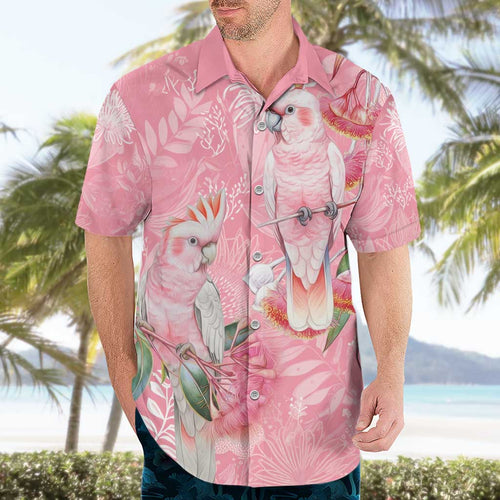 Personalised Galah Cockatoo Eucalyptus Flowers Hawaiian Shirt Australian Breast Cancer Spirit - Aussie Hoodie