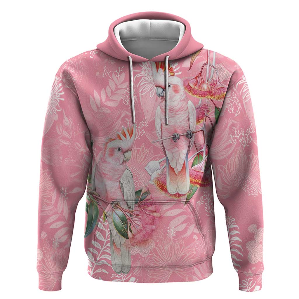 Personalised Galah Cockatoo Eucalyptus Flowers Hoodie Australian Breast Cancer Spirit - Aussie Hoodie