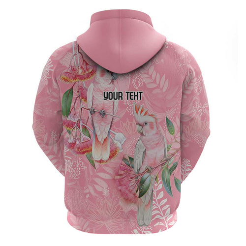 Personalised Galah Cockatoo Eucalyptus Flowers Hoodie Australian Breast Cancer Spirit - Aussie Hoodie