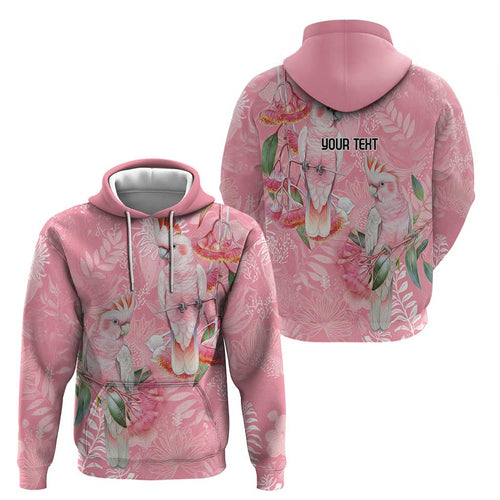 Personalised Galah Cockatoo Eucalyptus Flowers Hoodie Australian Breast Cancer Spirit - Aussie Hoodie