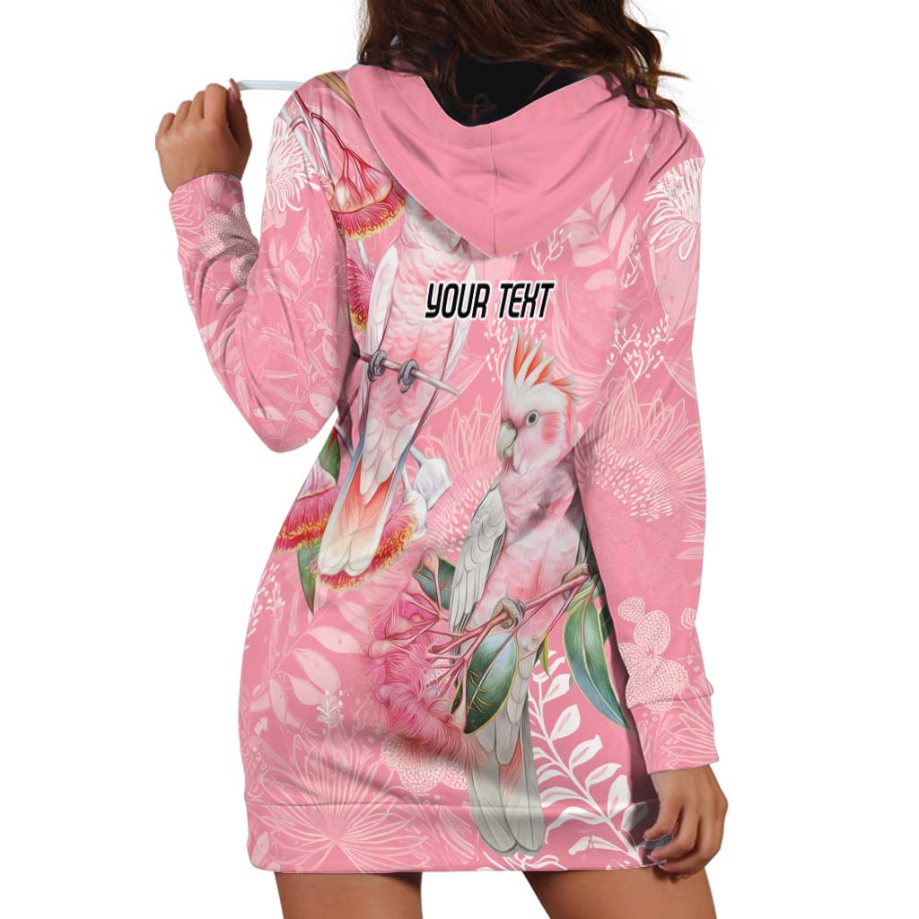 Personalised Galah Cockatoo Eucalyptus Flowers Hoodie Dress Australian Breast Cancer Spirit - Aussie Hoodie