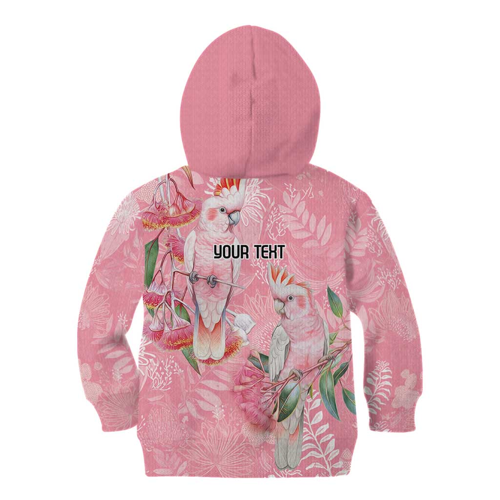 Personalised Galah Cockatoo Eucalyptus Flowers Kid Hoodie Australian Breast Cancer Spirit - Aussie Hoodie