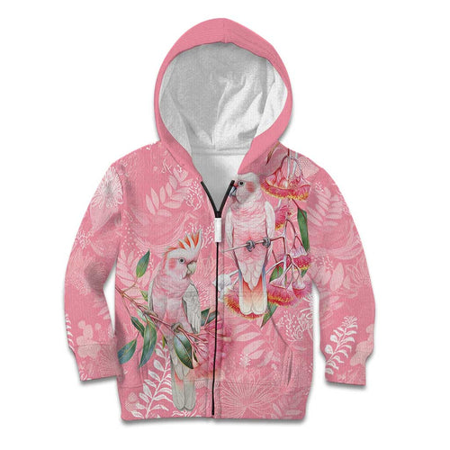 Personalised Galah Cockatoo Eucalyptus Flowers Kid Hoodie Australian Breast Cancer Spirit - Aussie Hoodie
