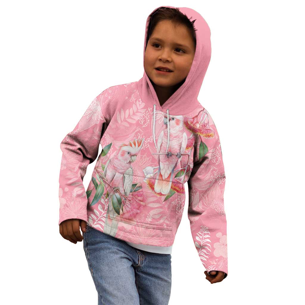 Personalised Galah Cockatoo Eucalyptus Flowers Kid Hoodie Australian Breast Cancer Spirit - Aussie Hoodie