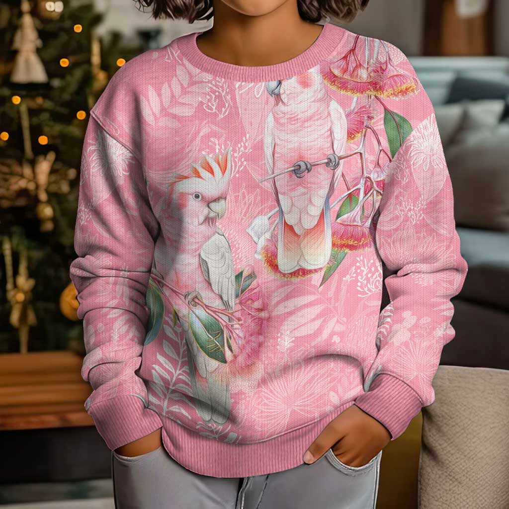 Personalised Galah Cockatoo Eucalyptus Flowers Kid Ugly Christmas Sweater Australian Breast Cancer Spirit - Aussie Hoodie