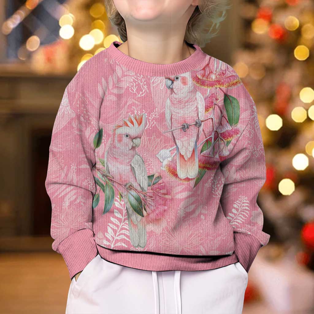 Personalised Galah Cockatoo Eucalyptus Flowers Kid Ugly Christmas Sweater Australian Breast Cancer Spirit - Aussie Hoodie