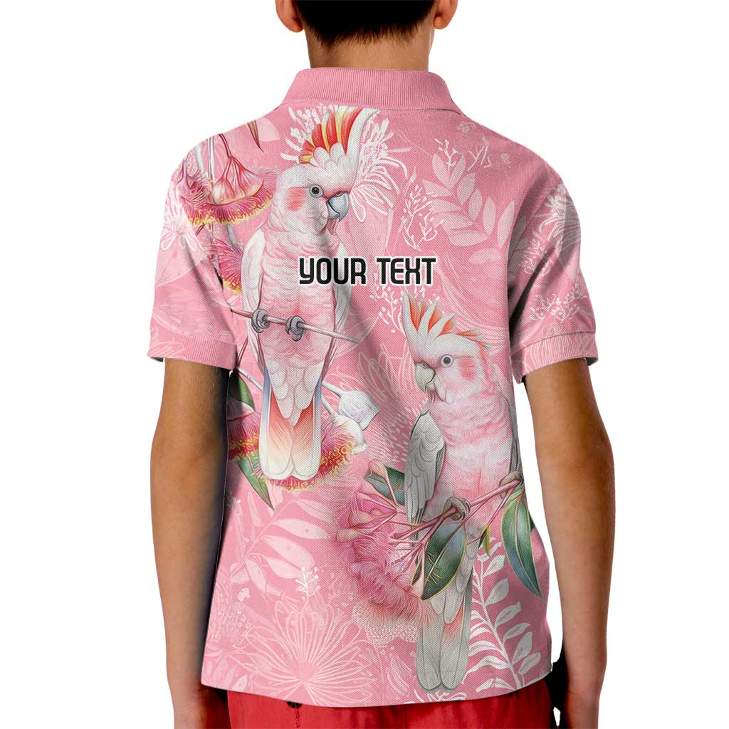 Personalised Galah Cockatoo Eucalyptus Flowers Kid Polo Shirt Australian Breast Cancer Spirit - Aussie Hoodie