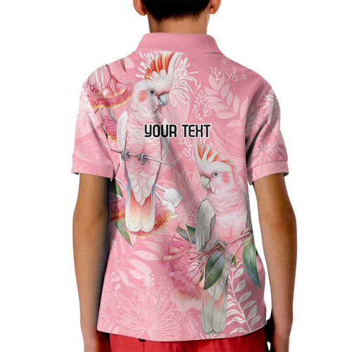 Personalised Galah Cockatoo Eucalyptus Flowers Kid Polo Shirt Australian Breast Cancer Spirit - Aussie Hoodie