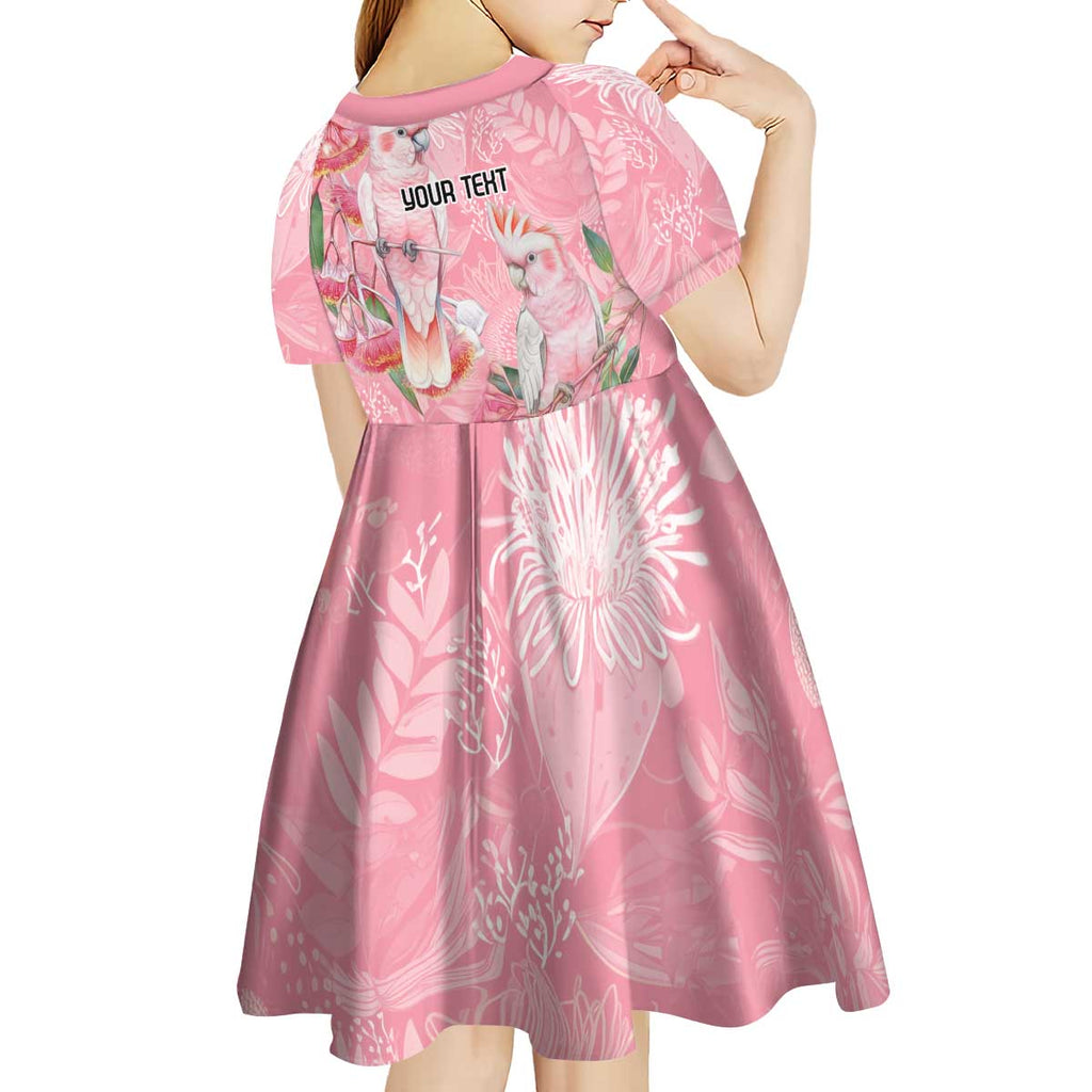 Personalised Galah Cockatoo Eucalyptus Flowers Kid Short Sleeve Dress Australian Breast Cancer Spirit - Aussie Hoodie