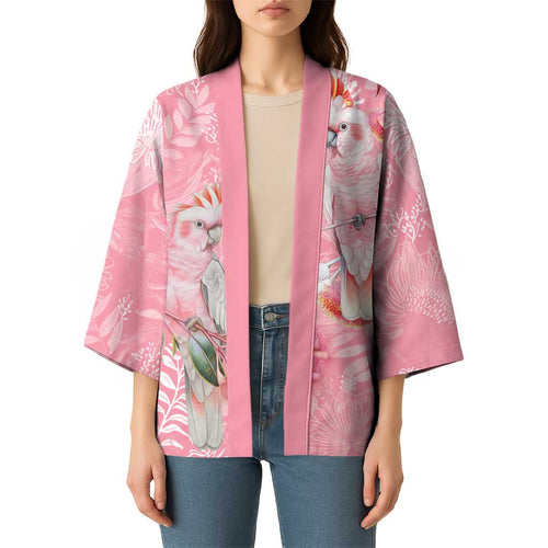 Personalised Galah Cockatoo Eucalyptus Flowers Kimono Australian Breast Cancer Spirit - Aussie Hoodie
