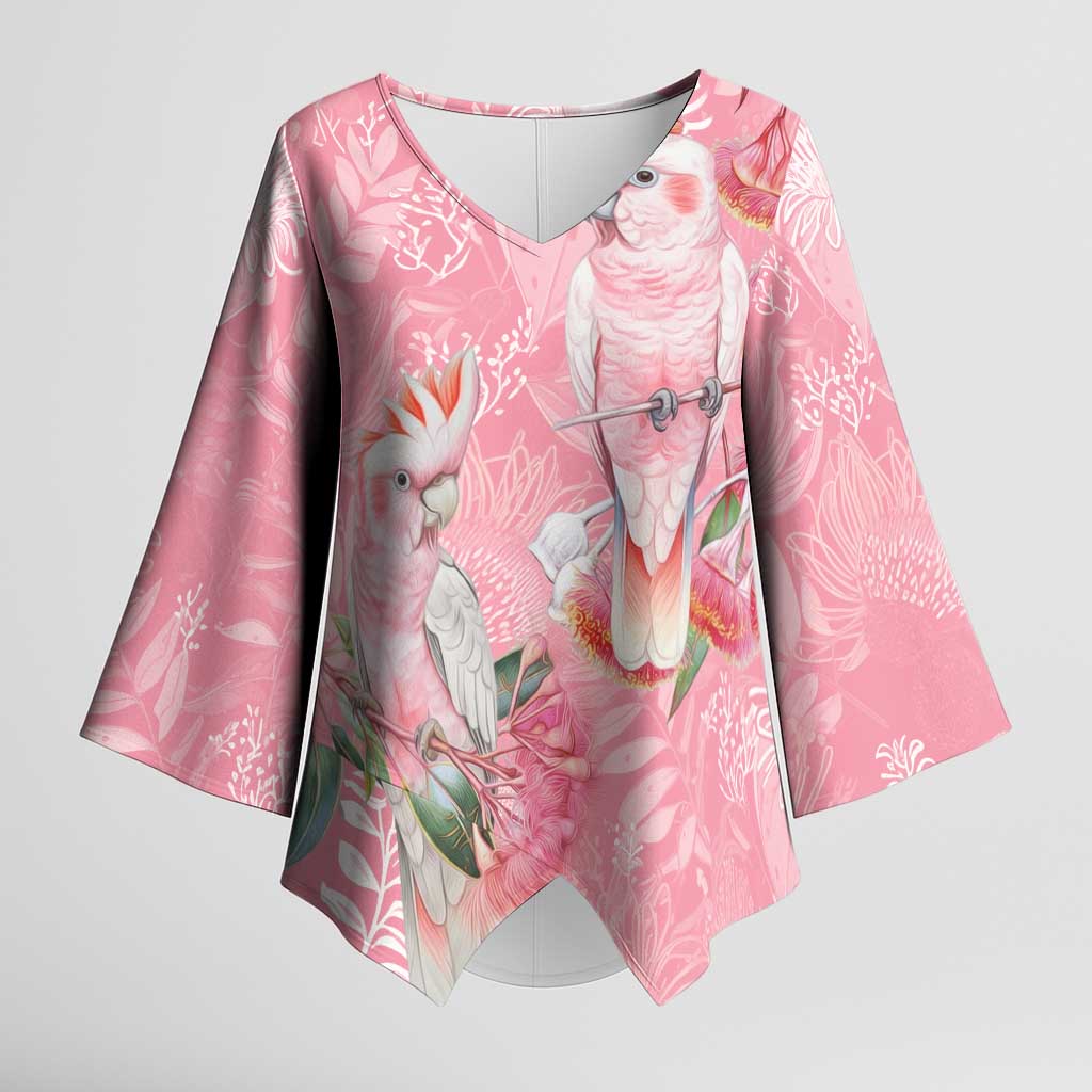 Personalised Galah Cockatoo Eucalyptus Flowers Kimono Sleeve Blouse Australian Breast Cancer Spirit - Aussie Hoodie