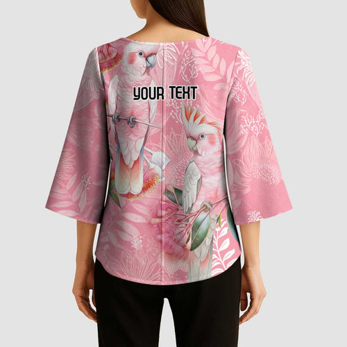 Personalised Galah Cockatoo Eucalyptus Flowers Kimono Sleeve Blouse Australian Breast Cancer Spirit - Aussie Hoodie