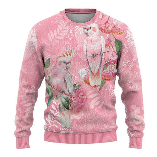 Personalised Galah Cockatoo Eucalyptus Flowers Ugly Christmas Sweater Australian Breast Cancer Spirit - Aussie Hoodie