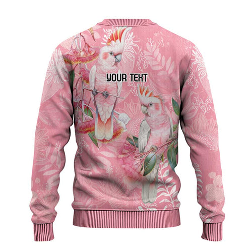 Personalised Galah Cockatoo Eucalyptus Flowers Ugly Christmas Sweater Australian Breast Cancer Spirit - Aussie Hoodie