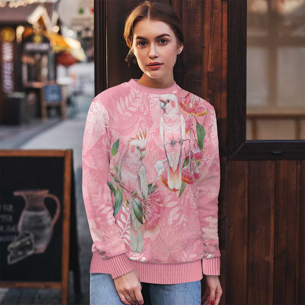 Personalised Galah Cockatoo Eucalyptus Flowers Ugly Christmas Sweater Australian Breast Cancer Spirit - Aussie Hoodie