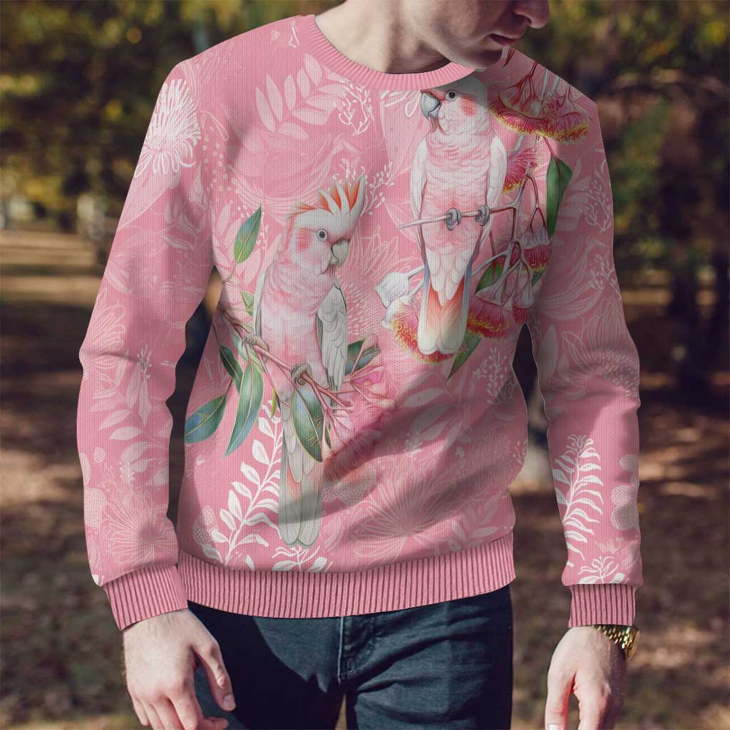 Personalised Galah Cockatoo Eucalyptus Flowers Ugly Christmas Sweater Australian Breast Cancer Spirit - Aussie Hoodie