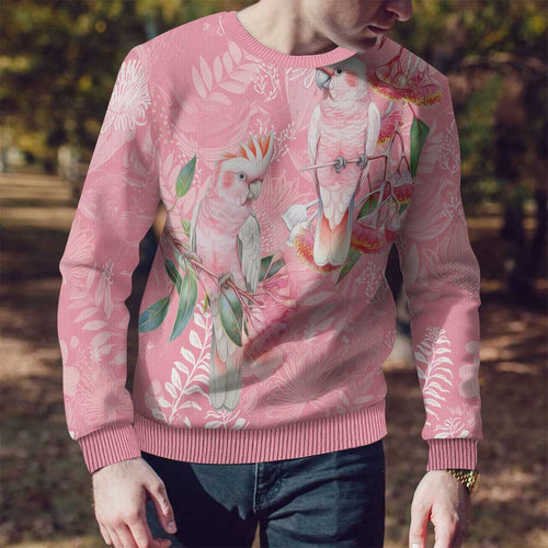 Personalised Galah Cockatoo Eucalyptus Flowers Ugly Christmas Sweater Australian Breast Cancer Spirit - Aussie Hoodie