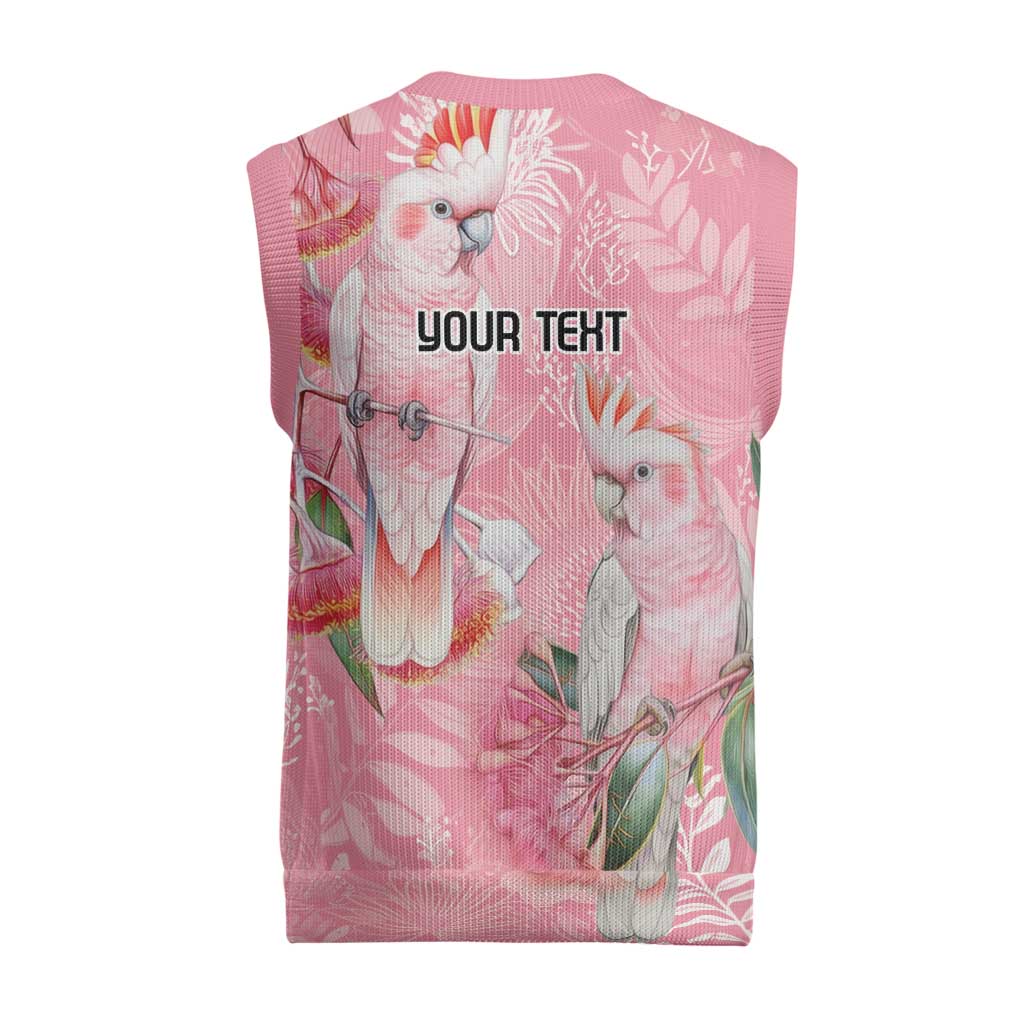 Personalised Galah Cockatoo Eucalyptus Flowers Christmas Knitted V-Neck Vest Australian Breast Cancer Spirit - Aussie Hoodie
