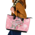 Personalised Galah Cockatoo Eucalyptus Flowers Leather Tote Bag Australian Breast Cancer Spirit - Aussie Hoodie