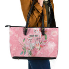 Personalised Galah Cockatoo Eucalyptus Flowers Leather Tote Bag Australian Breast Cancer Spirit - Aussie Hoodie