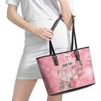Personalised Galah Cockatoo Eucalyptus Flowers Leather Tote Bag Australian Breast Cancer Spirit - Aussie Hoodie