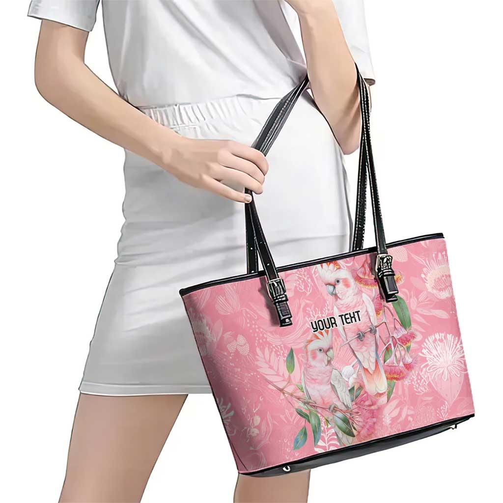 Personalised Galah Cockatoo Eucalyptus Flowers Leather Tote Bag Australian Breast Cancer Spirit - Aussie Hoodie