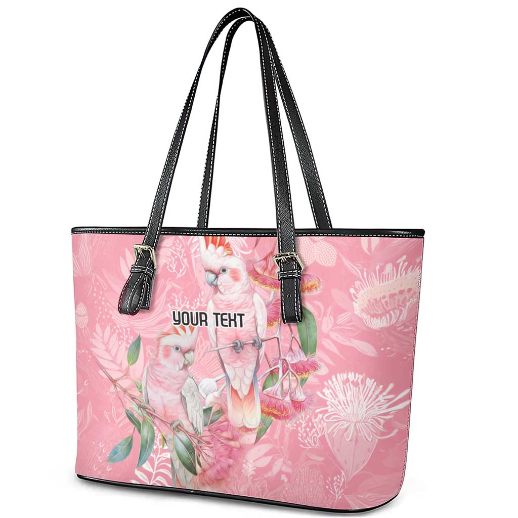 Personalised Galah Cockatoo Eucalyptus Flowers Leather Tote Bag Australian Breast Cancer Spirit - Aussie Hoodie