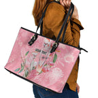 Personalised Galah Cockatoo Eucalyptus Flowers Leather Tote Bag Australian Breast Cancer Spirit - Aussie Hoodie
