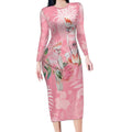 Personalised Galah Cockatoo Eucalyptus Flowers Long Sleeve Bodycon Dress Australian Breast Cancer Spirit - Aussie Hoodie