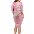 Personalised Galah Cockatoo Eucalyptus Flowers Long Sleeve Bodycon Dress Australian Breast Cancer Spirit - Aussie Hoodie