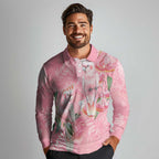 Personalised Galah Cockatoo Eucalyptus Flowers Long Sleeve Polo Shirt Australian Breast Cancer Spirit - Aussie Hoodie