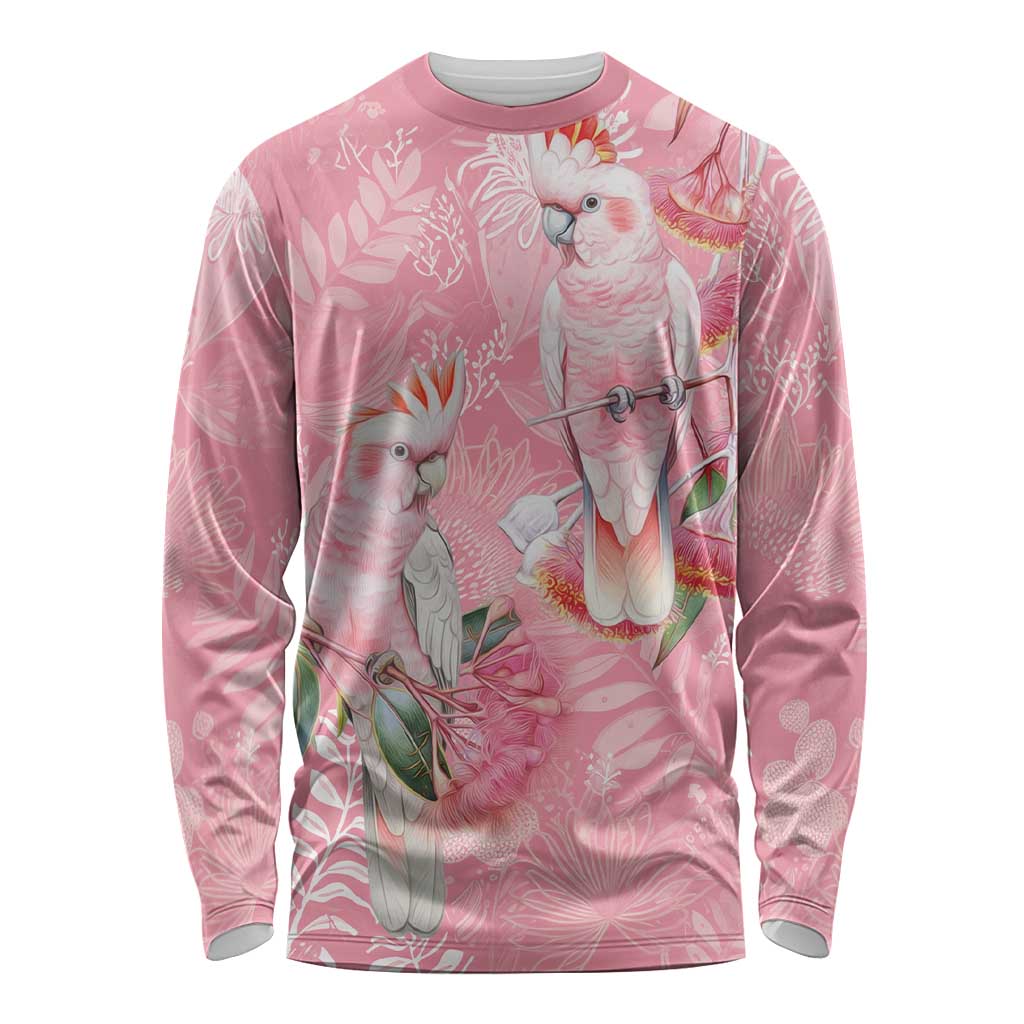 Personalised Galah Cockatoo Eucalyptus Flowers Long Sleeve Shirt Australian Breast Cancer Spirit - Aussie Hoodie