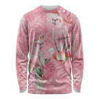 Personalised Galah Cockatoo Eucalyptus Flowers Long Sleeve Shirt Australian Breast Cancer Spirit - Aussie Hoodie